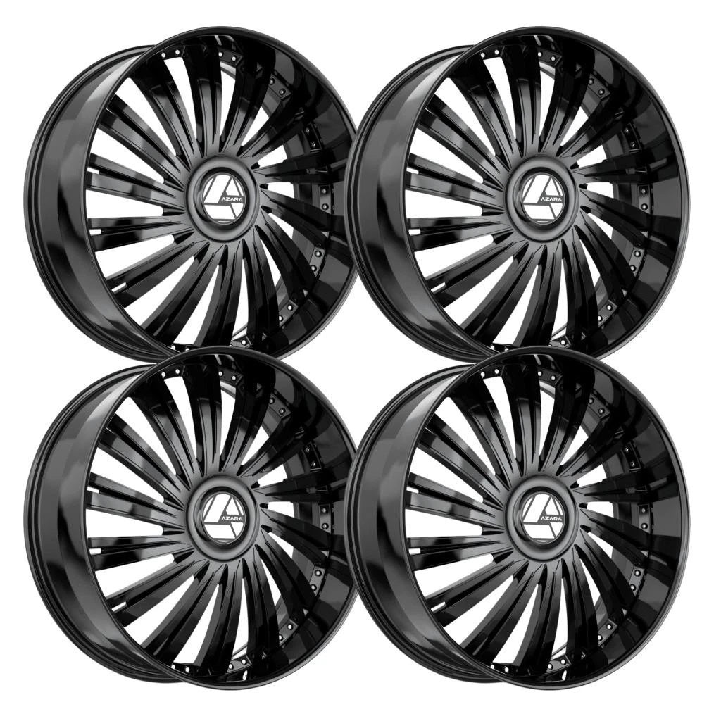 Azara AZX-102 22x9.5 6x135/6x139.7 22mm Gloss Black wheels rims Escalade