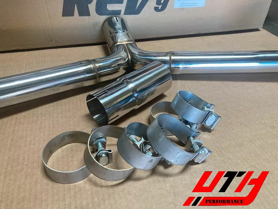 Rev9 4" Stainless Dual Tip Catback Exhaust *Muffler Delete* for VW GTi MK7 15-17