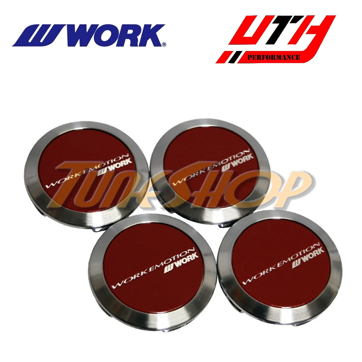 WORK WHEELS CENTER CAPS RED FLAT EMOTION CR 2P 3P ZR10 M8R T5R D9R T5R T7R RIMS