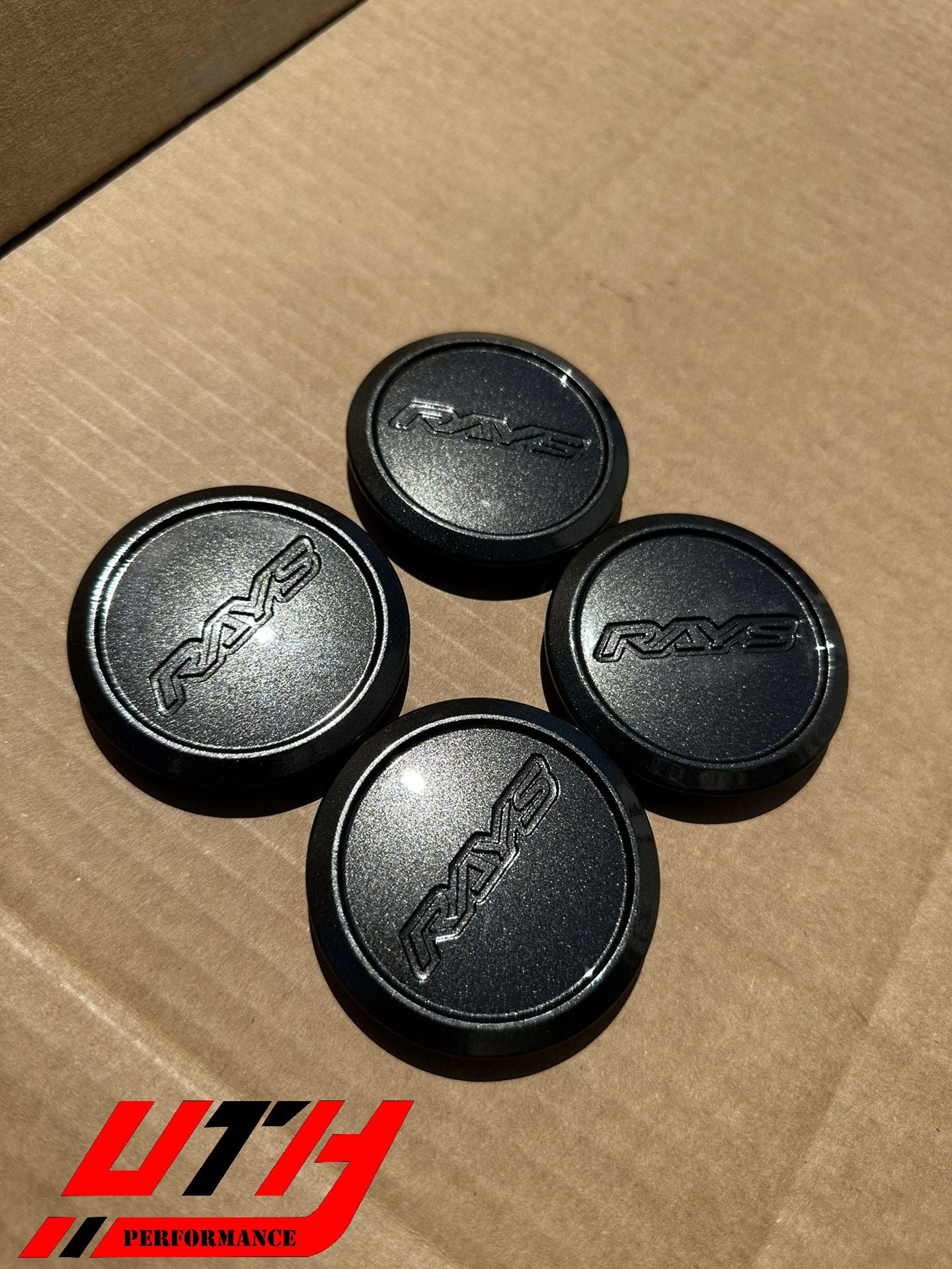 4x Rays Diamond Black / Dark Gunmetal Center Cap ZE40 TE37 Saga Ultra CE28N RE30