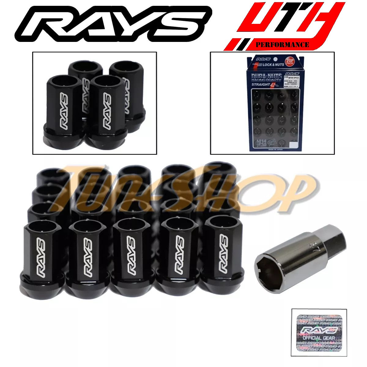 RAYS VOLK RACING RAYS STRAIGHT L42 DURA WHEELS LOCK LUG NUTS 14X1.5 M14 RIM BLACK