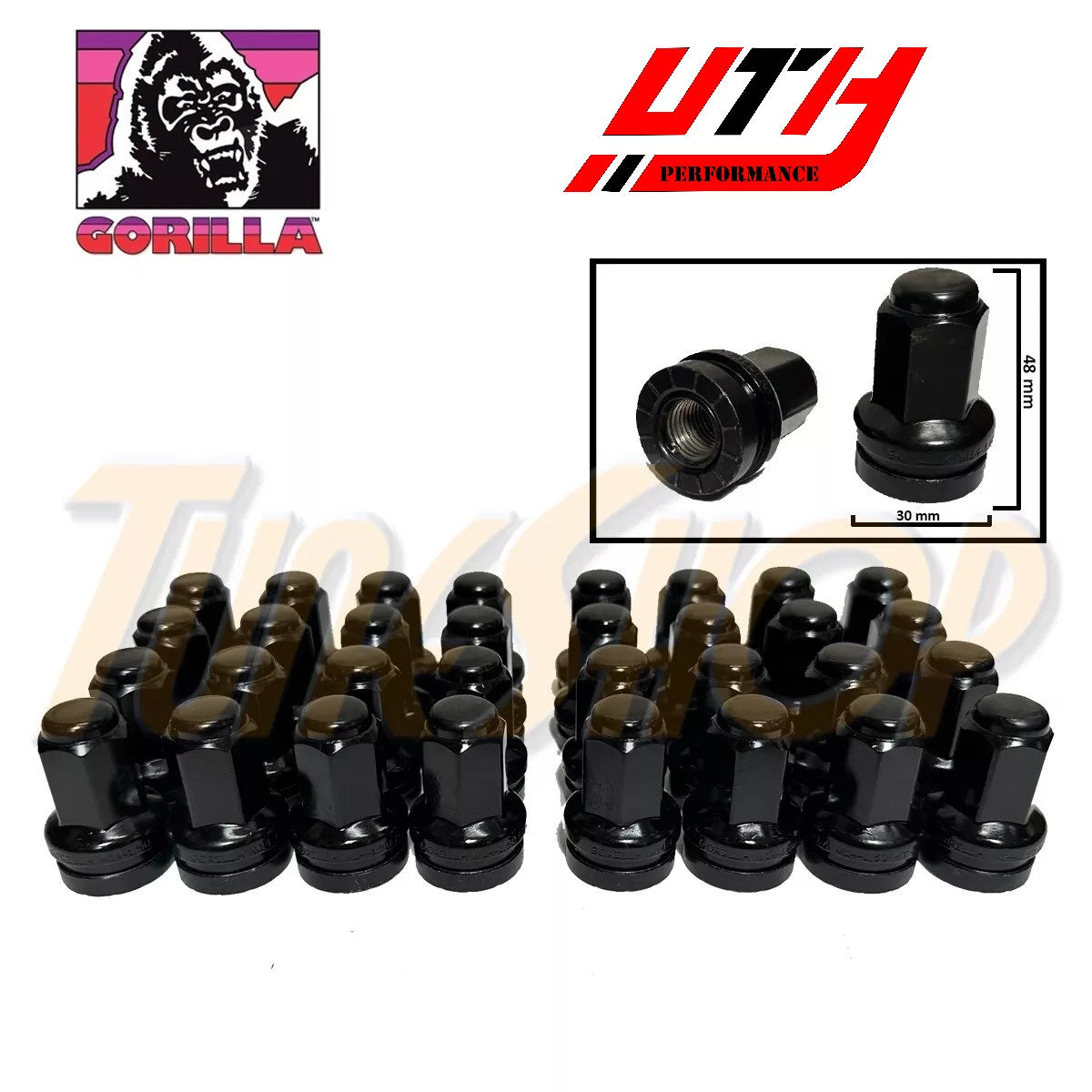 32 GORILLA MAG SEAT FOR FORD SUPER DUTY OE STOCK WHEEL LUG NUTS 14X1.5 RIM BLACK