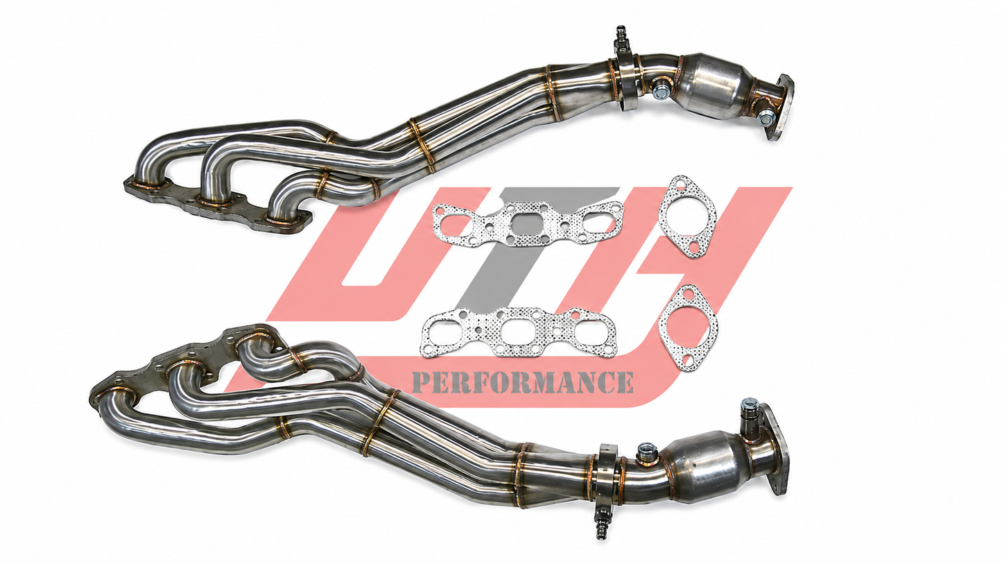 PLM Long Tube Headers Catted - Nissan VQ35DE HR 350Z G35 370Z
