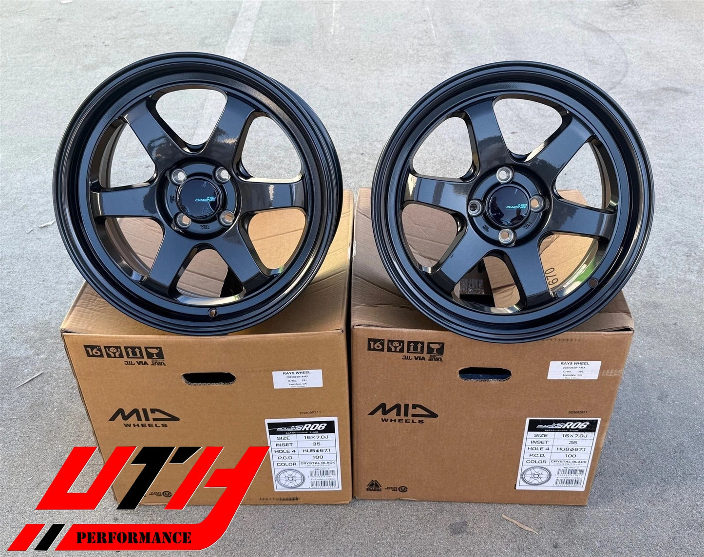 RAYS MID RACING R06 16x7 4x100 35 CIVIC FIT INTEGRA MIATA MX5 WHEEL RIM C. BLACK