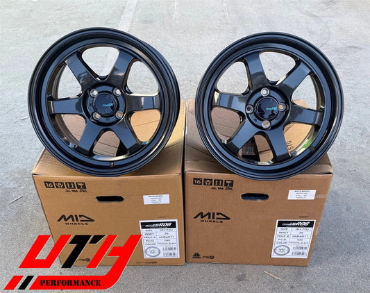 RAYS MID RACING R06 16x7 4x100 35 CIVIC FIT INTEGRA MIATA MX5 WHEEL RIM C. BLACK