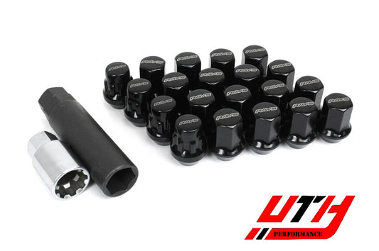 RAYS VOLK RACING 17 HEX WHEELS LOCK LUG NUTS 12X1.5 1.5 ACORN RIMS BLACK